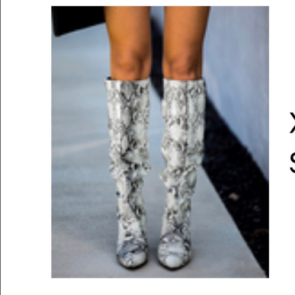 Snakeskin slouch boot